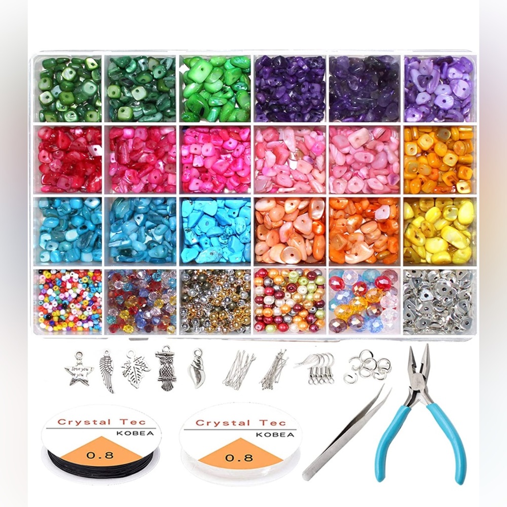 2280pcs Natural Stone Beads Kit Beads Earring Hooks Bracelets Necklace Jewelry